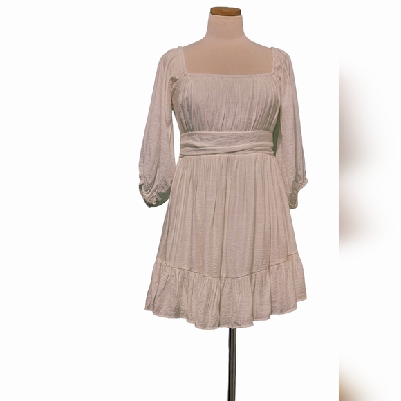 Selfie Leslie Back Out Bow Puff Sleeve Baby Doll Cocktail Mini Zip Dress - Picture 5 of 12